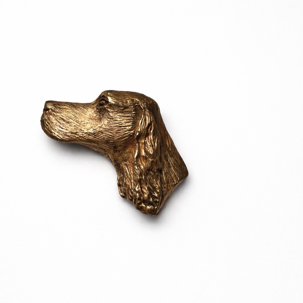 Vintage BAI YU Sterling Silver Dog Head Brooch Figural Spaniel Pin Gold Tone